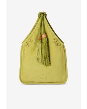 Miu Miu Suede Handbag With Tassels - Yellow