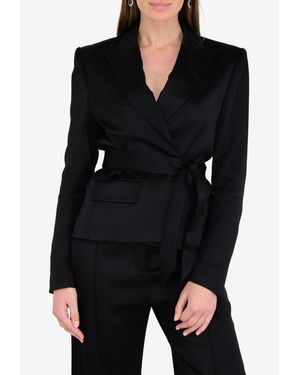 Alexandre Vauthier Self-Belted Wrap-Style Blazer - Black