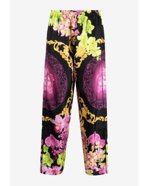 Versace Floral Print Pj Pants - Blue