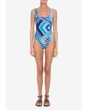 PUCCI Vivara Print One-Piece Swimsuit - Blue