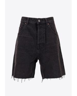Saint Laurent Faded Denim Bermuda Shorts - Blue