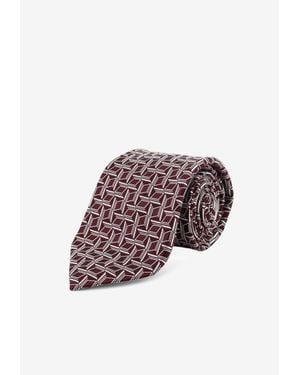 Kiton Patterned Silk Tie - White