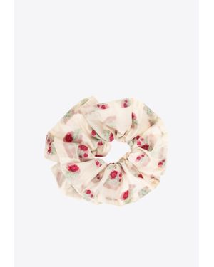 Ganni Floral Jacquard Scrunchie - Pink