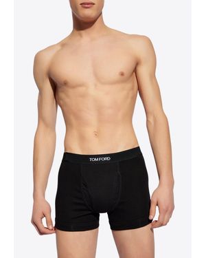 Tom Ford Logo Waistband Briefs -Set Of 2 - Black