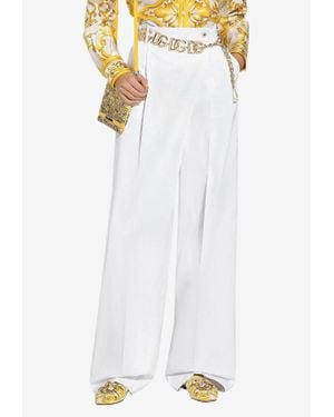 Dolce & Gabbana High-Rise Flared Poplin Pants - White