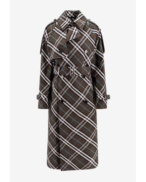 Burberry Signature Check Double-Breasted Trench Coat - Multicolor