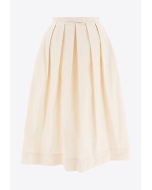 Sandbeige Flared Midi Skirt - Natural