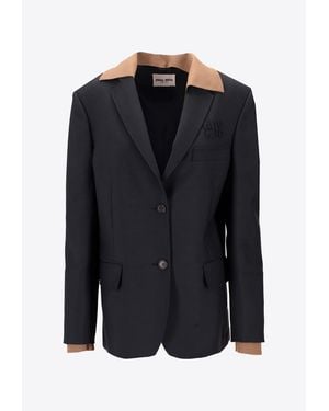 Miu Miu Single-Breasted Buttoned Blazer - Black
