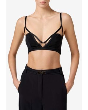 Elisabetta Franchi Sheer Paneled Bralette - Black