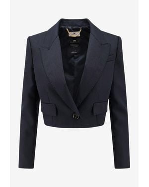 Elisabetta Franchi Cropped Spencer Blazer - Blue