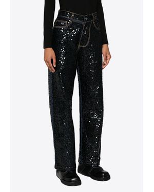 P.A.R.O.S.H. Guff Sequined Straight Jeans - Black