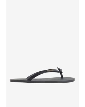 Saint Laurent Pool Leather Logo Flip Flops - White