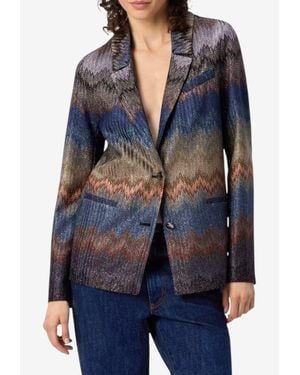 Missoni Snake-Pattern Single-Breasted Blazer - Blue
