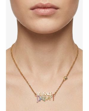 Versace Crystal-Embellished Dream Pendant Necklace - Natural