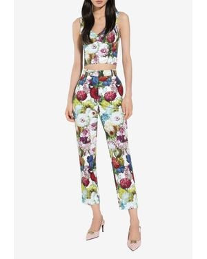 Dolce & Gabbana Cropped Floral Pants - Multicolor