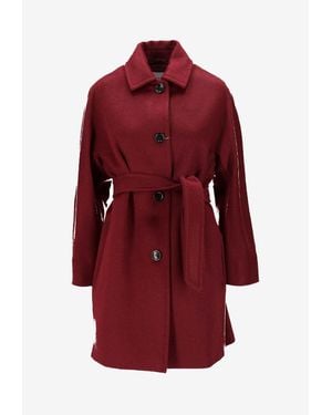 Max Mara Filato Belted Single-Breasted Coat - Red