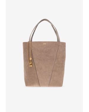 Chloé Spin Suede Tote Bag - Natural