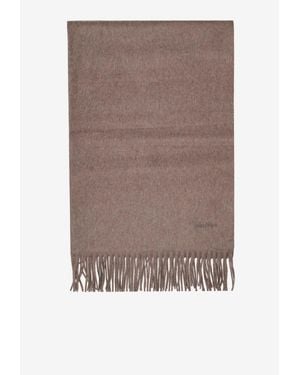 Max Mara Cashmere Scarf With Logo - Brown