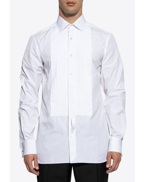 Tom Ford Peated Plastron Long-Sleeved Shirt - White