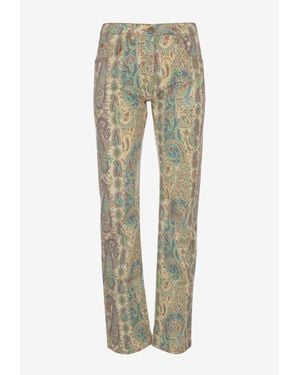 Etro Paisley Print Straight-Leg Jeans - Green