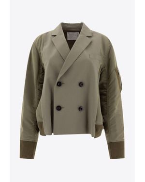 Sacai Double-Breasted Bomber Jacket - Green