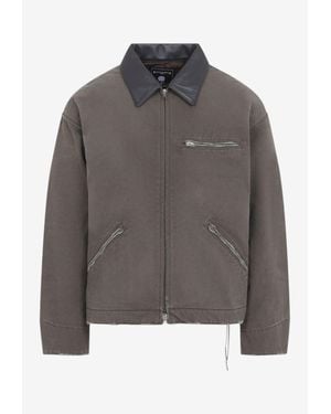 Mastermind Japan Skull Print Washed Work Jacket - Gray