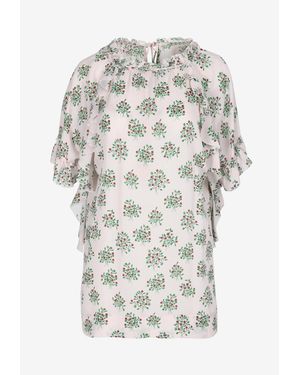 Machka Floral Print Ruffled Blouse - White