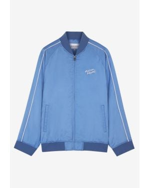 Maison Kitsuné Embroidered Logo Bomber Jacket - Blue