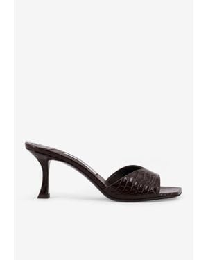 Jimmy Choo Skye 70 Croc-Embossed Leather Mules - Brown