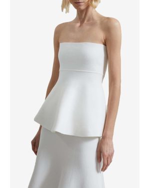 Frankie Shop Knitted Strapless Peplum Top - White