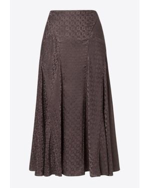 Fendi Ff Jacquard Silk Skirt - Brown