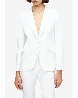 McQueen Single-Breasted Buttoned Blazer - White