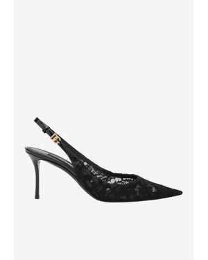 Dolce & Gabbana Cardinale 75 Slingback Lace Pumps - White