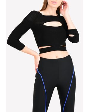 Cushnie et Ochs Slashed Knit Crop Top - Black