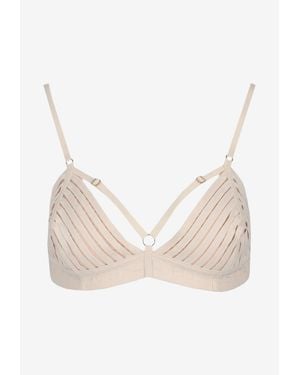 Elisabetta Franchi Tulle Bra With Elastic Bands - Natural