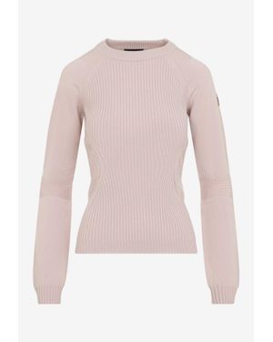 Moncler Ribbed Virgin Wool Sweater - Pink