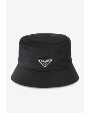 Prada Triangle Logo Bucket Hat - Black
