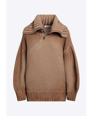 The Attico Camel Wool And Cashmere Knitted Sweater - Brown