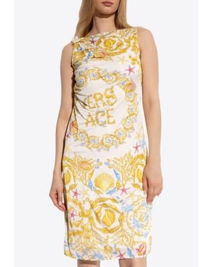 Versace Underwater Barocco Draped Mini Dress - Metallic