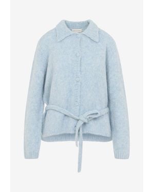 Dries Van Noten Toco Brushed Alpaca Cardigan - Blue