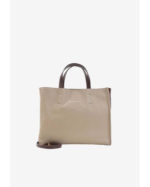 Marni Museo Soft East-West Calf Leather Tote - Natural