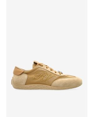 Roger Vivier Viv Low Suede Sneakers - Natural
