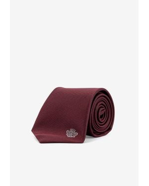 Gucci Logo Crest Jacquard Silk Tie - Purple
