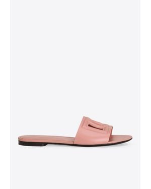 Dolce & Gabbana Bianca Dg Logo Slides - Pink
