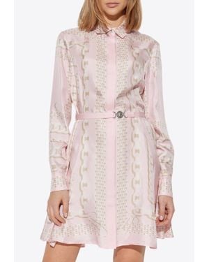 Versace Barocco Chain Pattern Mini Shirt Dress - Pink