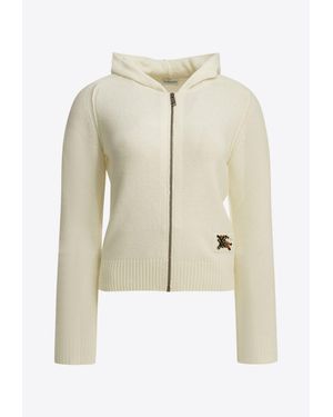 Burberry Jillian Zip-Up Hooded Sweater - Natural