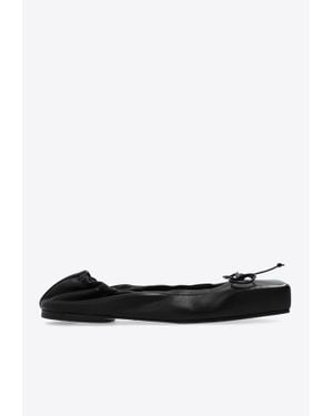 Jacquemus Square-Toe Leather Ballet Flats - White