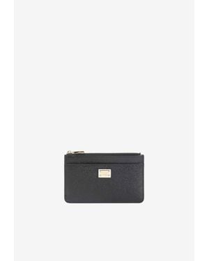 Dolce & Gabbana Logo Plaque Zip Cardholder - White