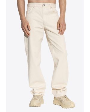 Moncler Logo Patch Corduroy Pants - Natural