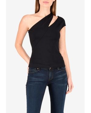 Mugler One-Shoulder Top With Cut-Out Detail - Black